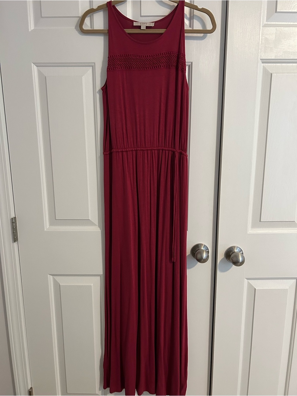 LOFT Sleeveless Dress in Deep Wine Red